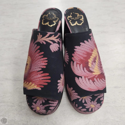 Sandals Heels Block By Ted Baker In Floral Print, Size: 9