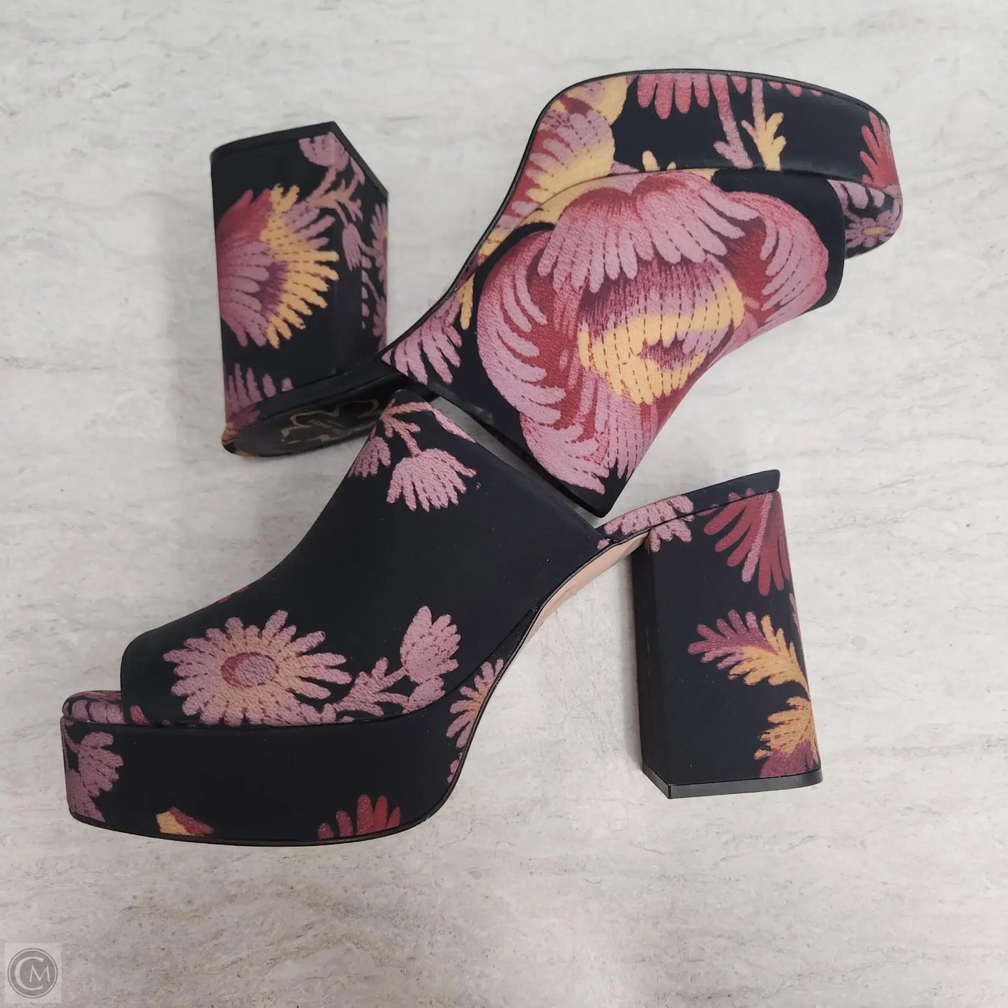 Sandals Heels Block By Ted Baker In Floral Print, Size: 9