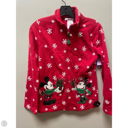 Sweatshirt Hoodie By Walt Disney In Red & White, Size: Xs