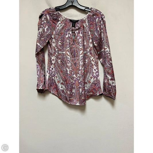 Top Long Sleeve By White House Black Market In Pink & Purple, Size: Xsp