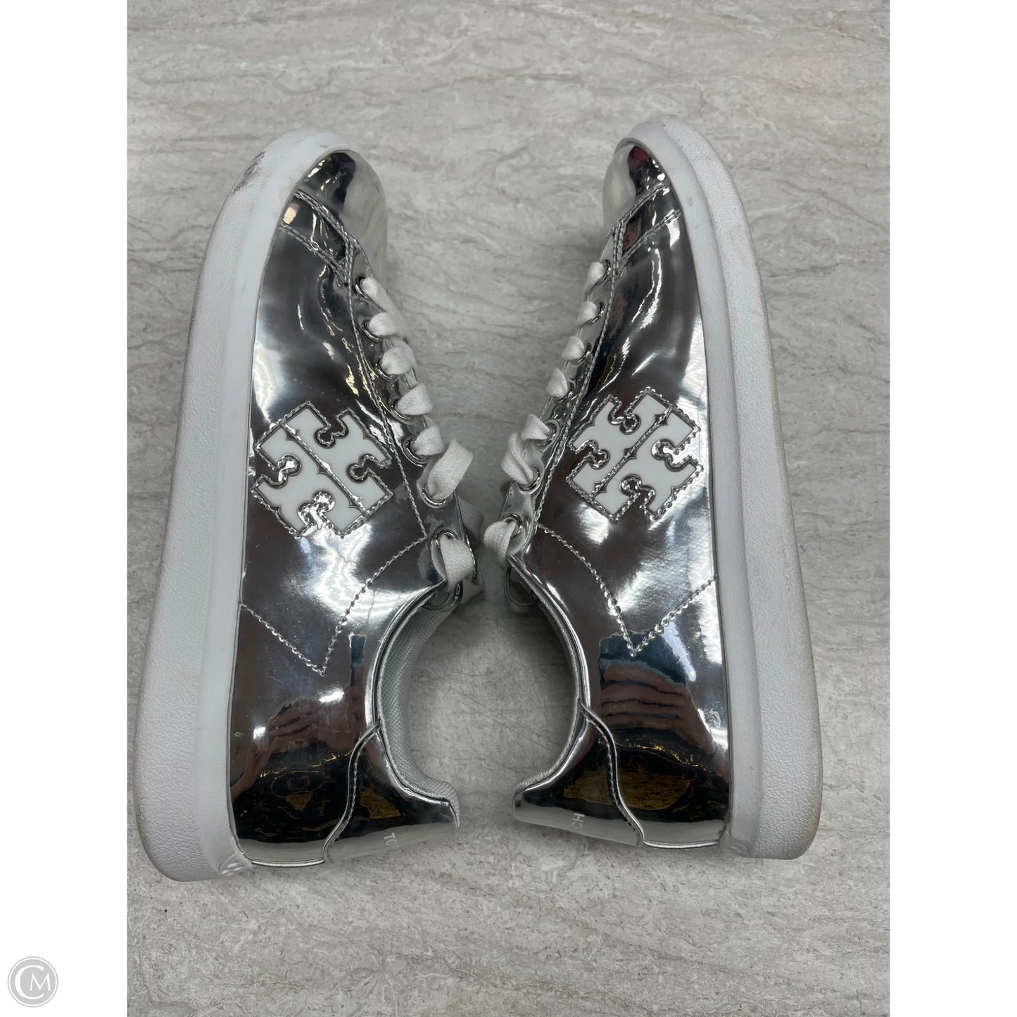 Shoes Designer By Tory Burch In Silver, Size: 8