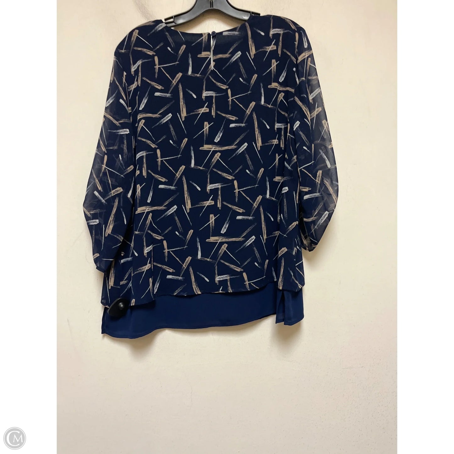 Top Short Sleeve By Chicos In Blue & Tan, Size: L