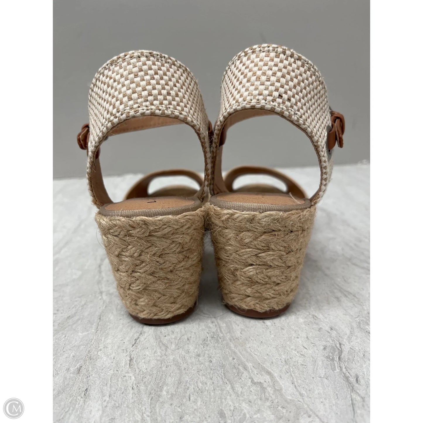 Sandals Heels Wedge By Lucky Brand In Tan, Size: 7.5