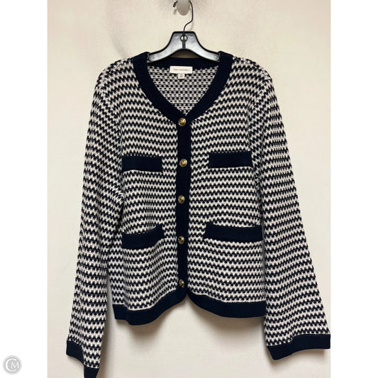 Sweater Cardigan By Free Assembly In Blue & White, Size: Xl