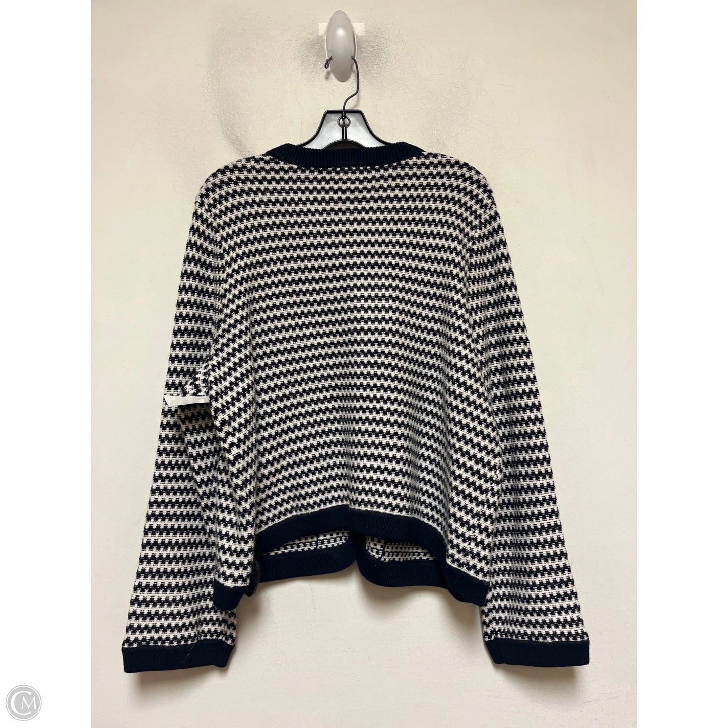 Sweater Cardigan By Free Assembly In Blue & White, Size: Xl
