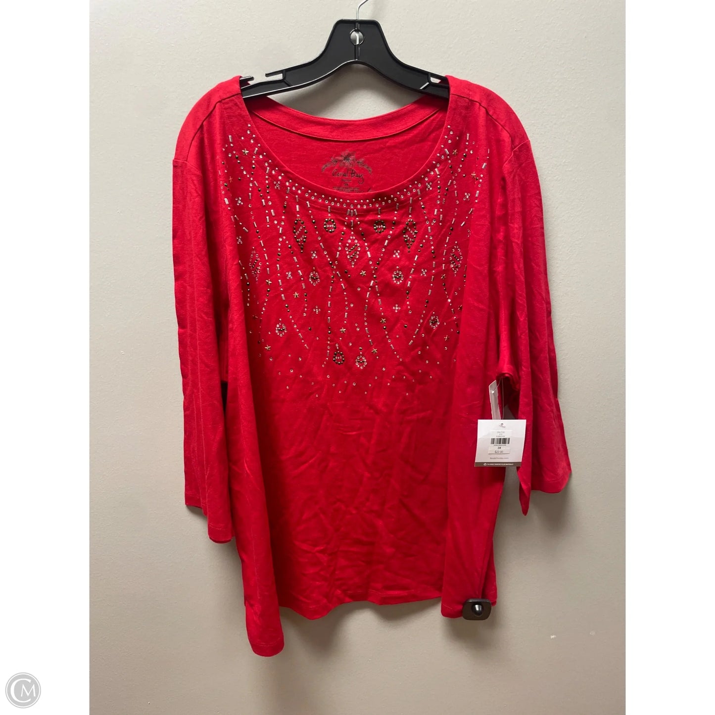 Top Long Sleeve Basic By Coral Bay In Red, Size: 3x
