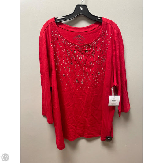 Top Long Sleeve Basic By Coral Bay In Red, Size: 3x