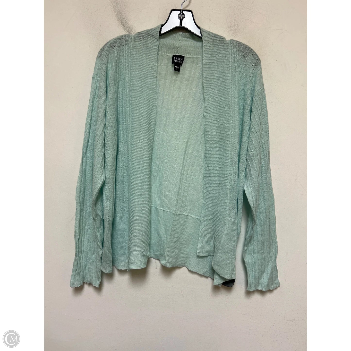 Sweater Cardigan By Eileen Fisher In Aqua, Size: L
