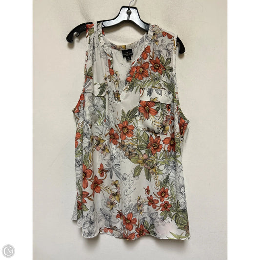 Top Sleeveless By Worthington In Floral Print, Size: 3x