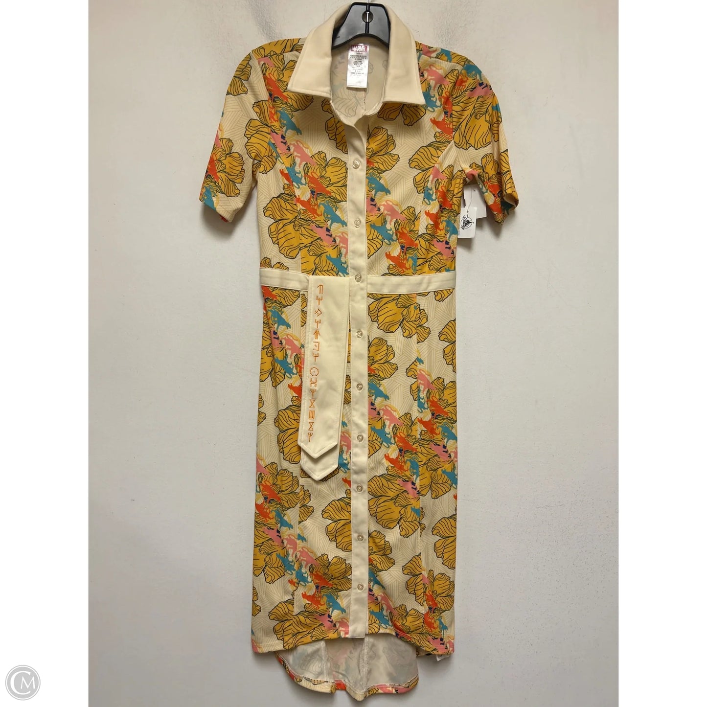 Dress Casual Midi By Walt Disney In Tan & Yellow, Size: Xs