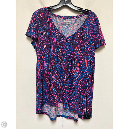 Top Short Sleeve Designer By Lilly Pulitzer In Blue & Purple, Size: L