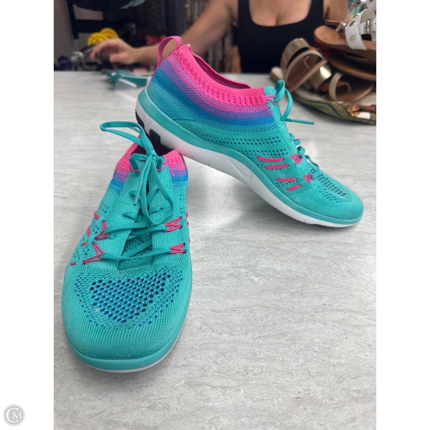 Shoes Athletic By Nike In Blue & Pink, Size: 8