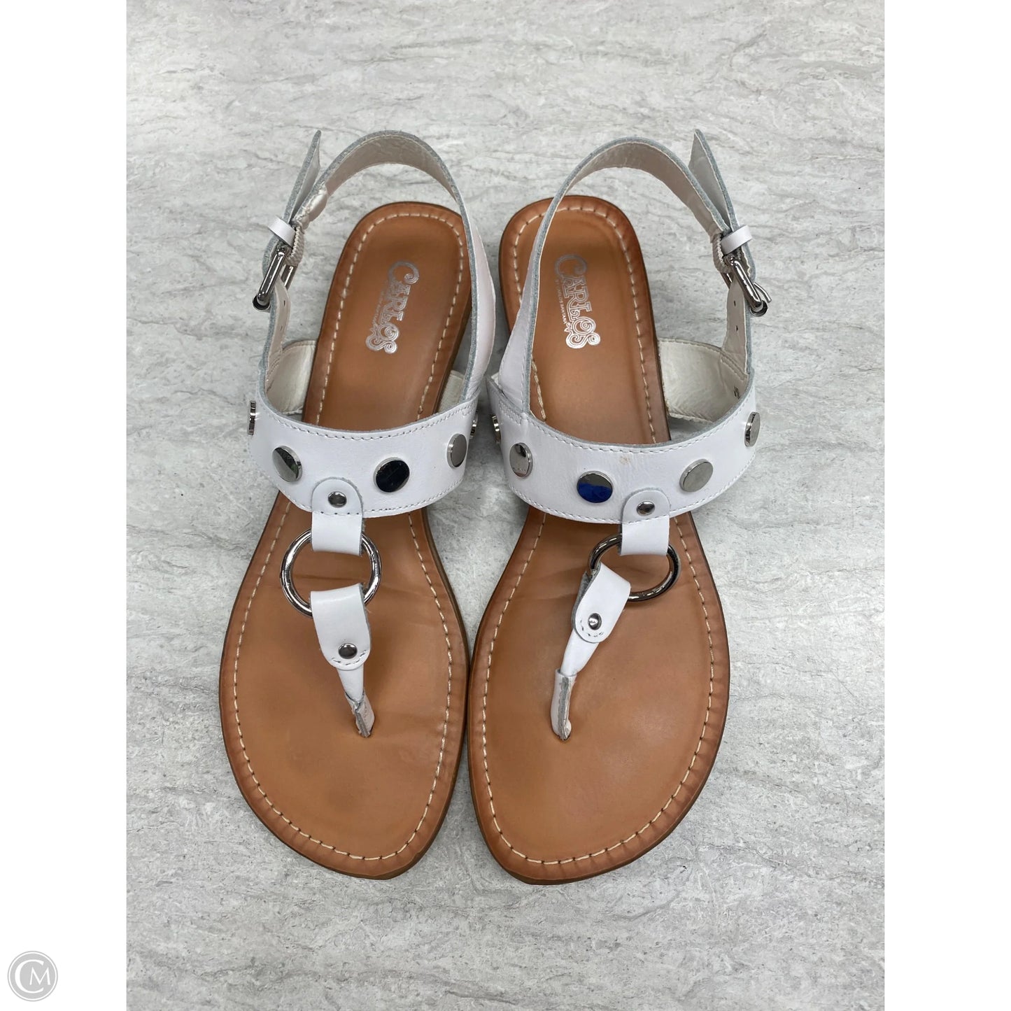 Sandals Flats By Carlos By Carlos Santana In Tan & White, Size: 8.5