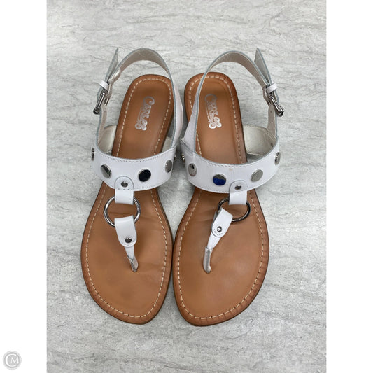 Sandals Flats By Carlos By Carlos Santana In Tan & White, Size: 8.5