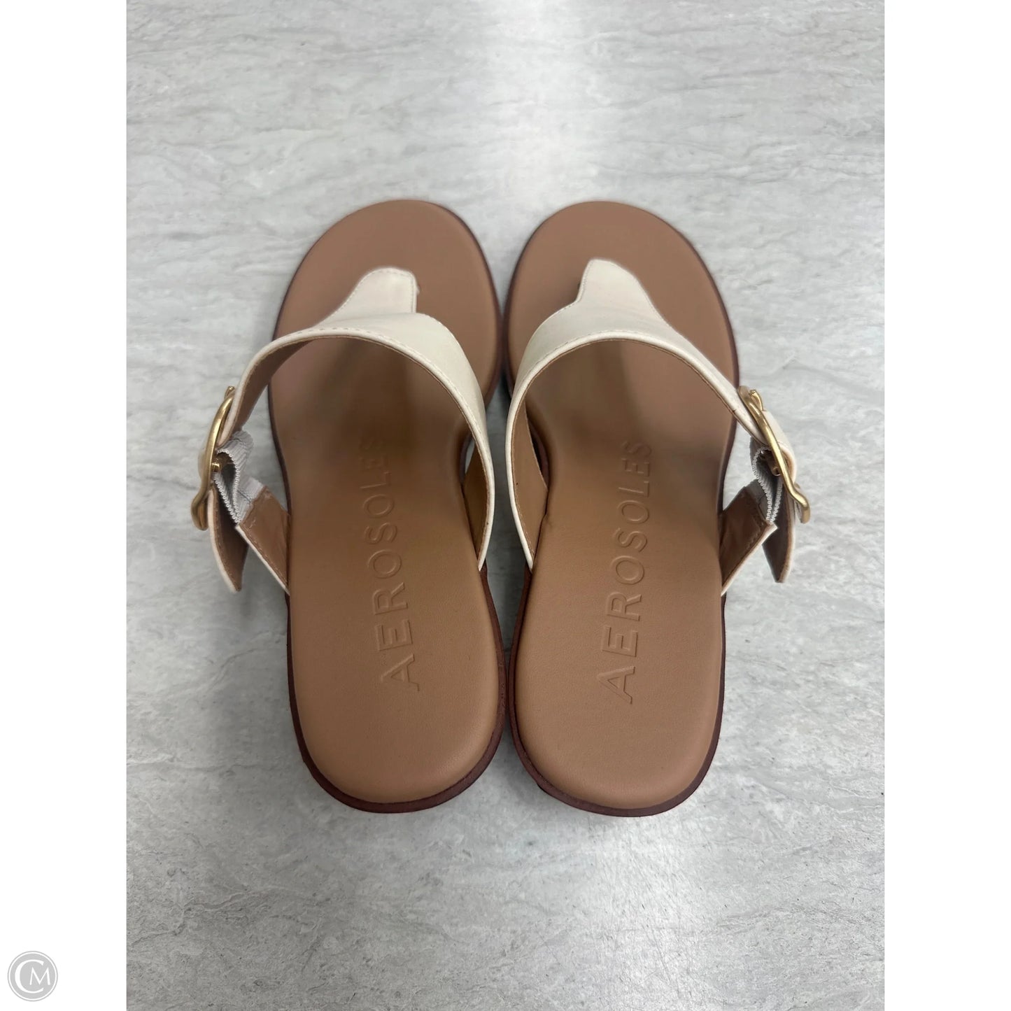 Sandals Heels Wedge By Aerosoles In Cream & Tan, Size: 7.5
