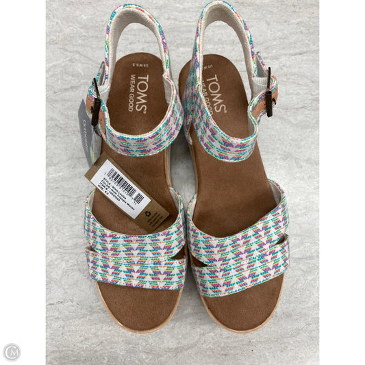 Sandals Heels Wedge By Toms In Multi-colored, Size: 6.5