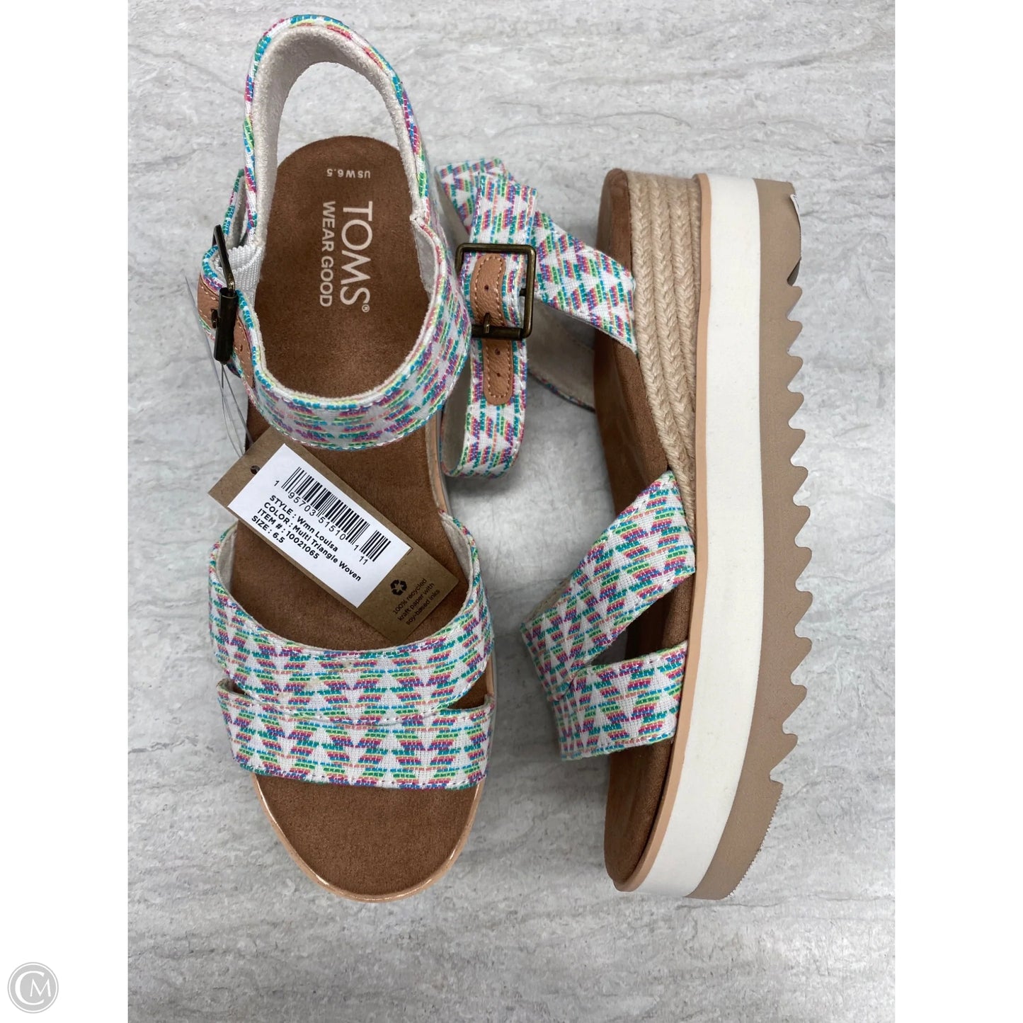 Sandals Heels Wedge By Toms In Multi-colored, Size: 6.5