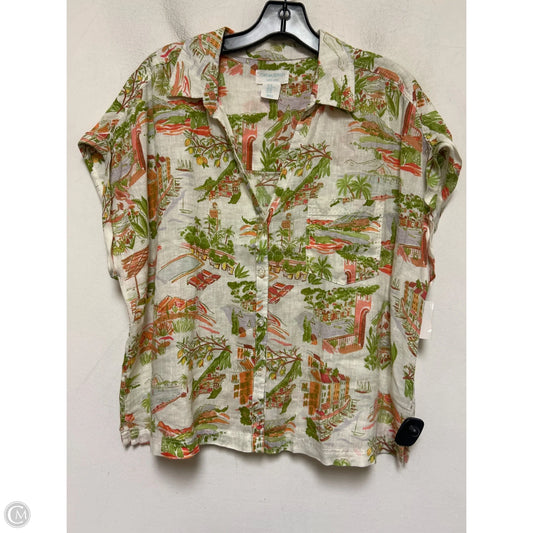 Top Short Sleeve By Cynthia Rowley In Green & White, Size: Xl