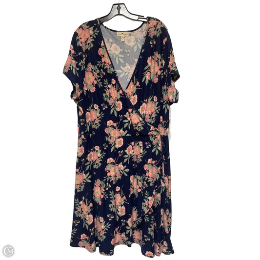 Dress Casual Midi By Derek Heart In Blue & Pink, Size: 3x