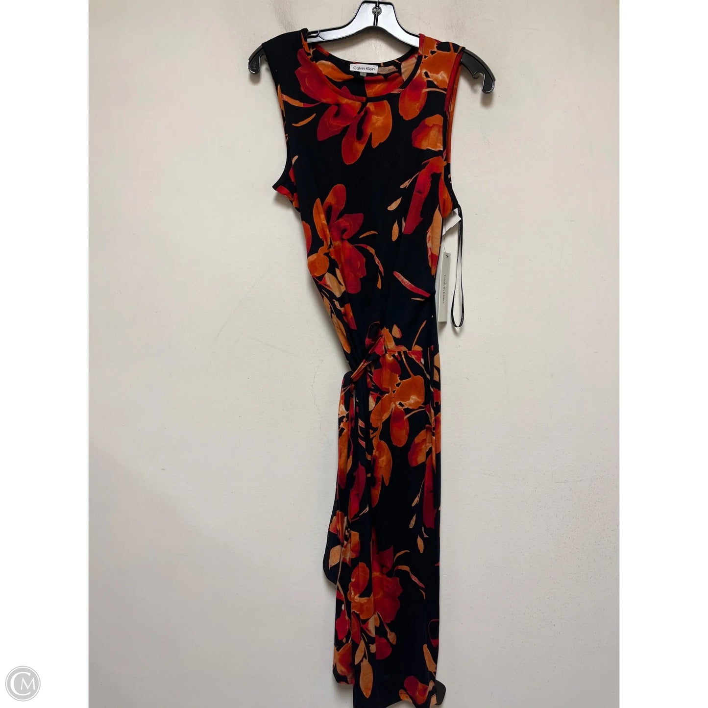 Dress Casual Midi By Calvin Klein In Black & Red, Size: S