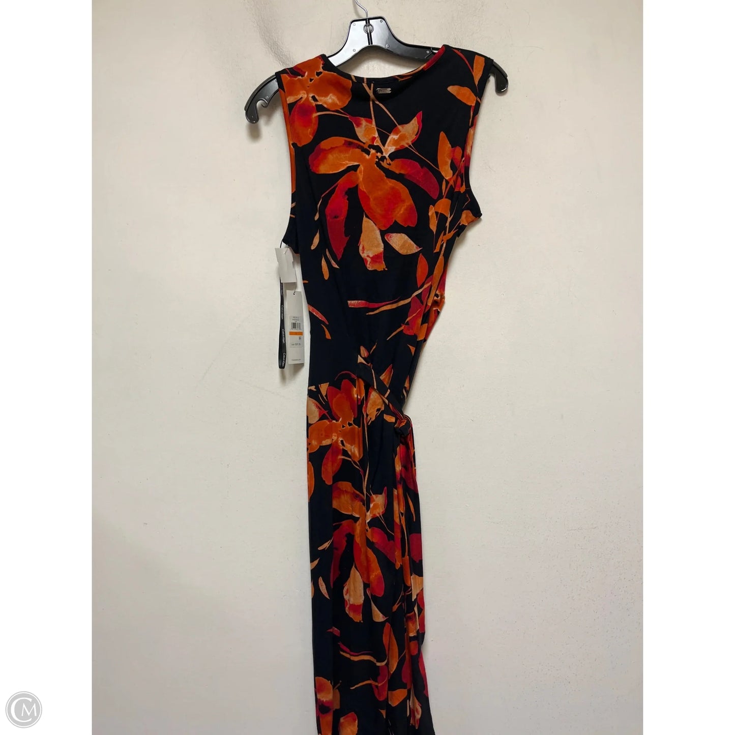 Dress Casual Midi By Calvin Klein In Black & Red, Size: S