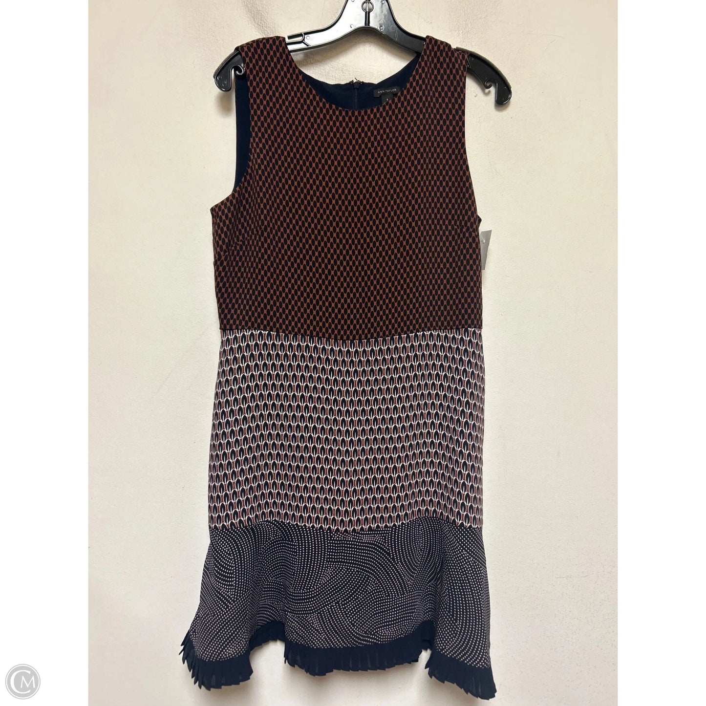 Dress Casual Short By Ann Taylor In Blue & Tan, Size: M