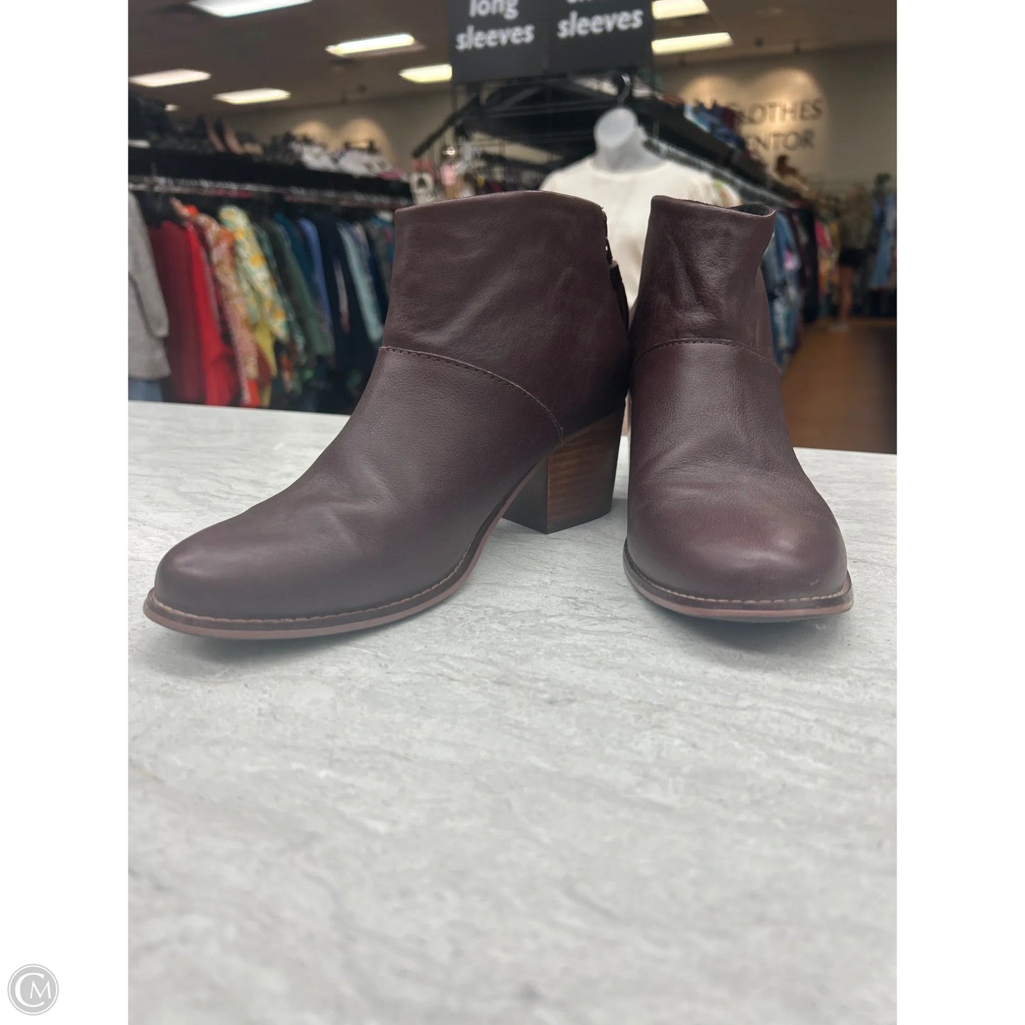 Boots Ankle Heels By Toms In Brown, Size: 8