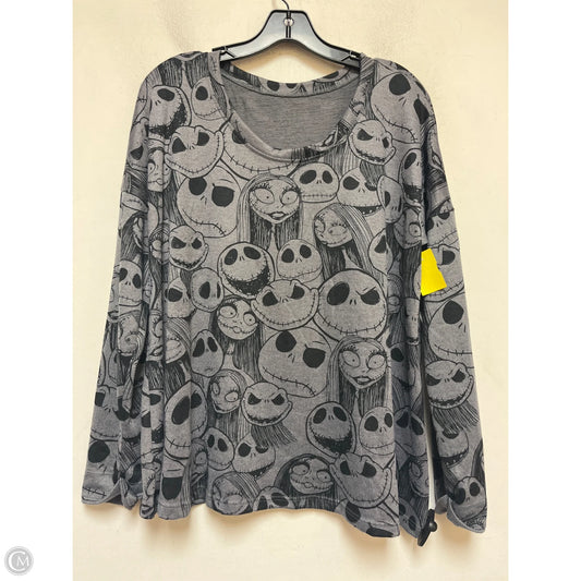 Top Long Sleeve By Disney In Black & Grey, Size: Xl