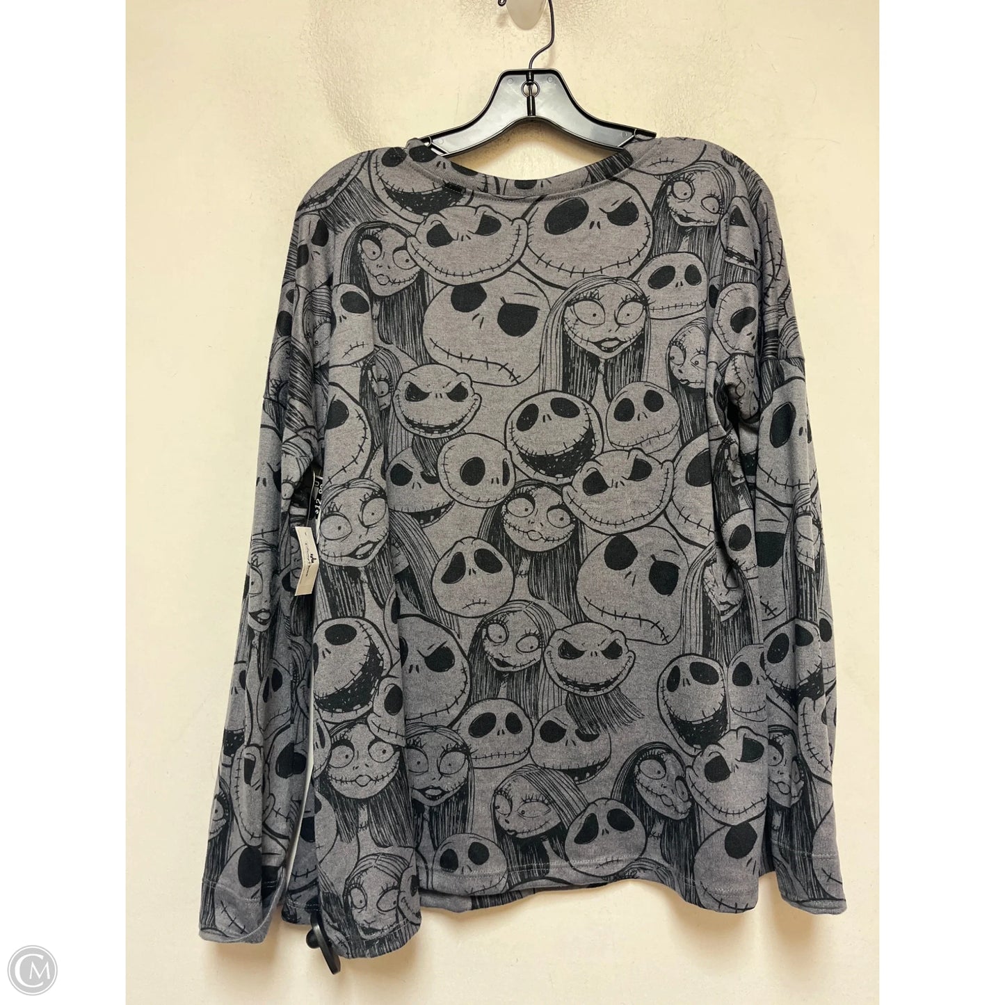 Top Long Sleeve By Disney In Black & Grey, Size: Xl