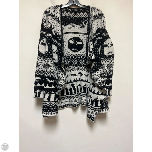 Sweater Cardigan By Disney In Black & White, Size: M