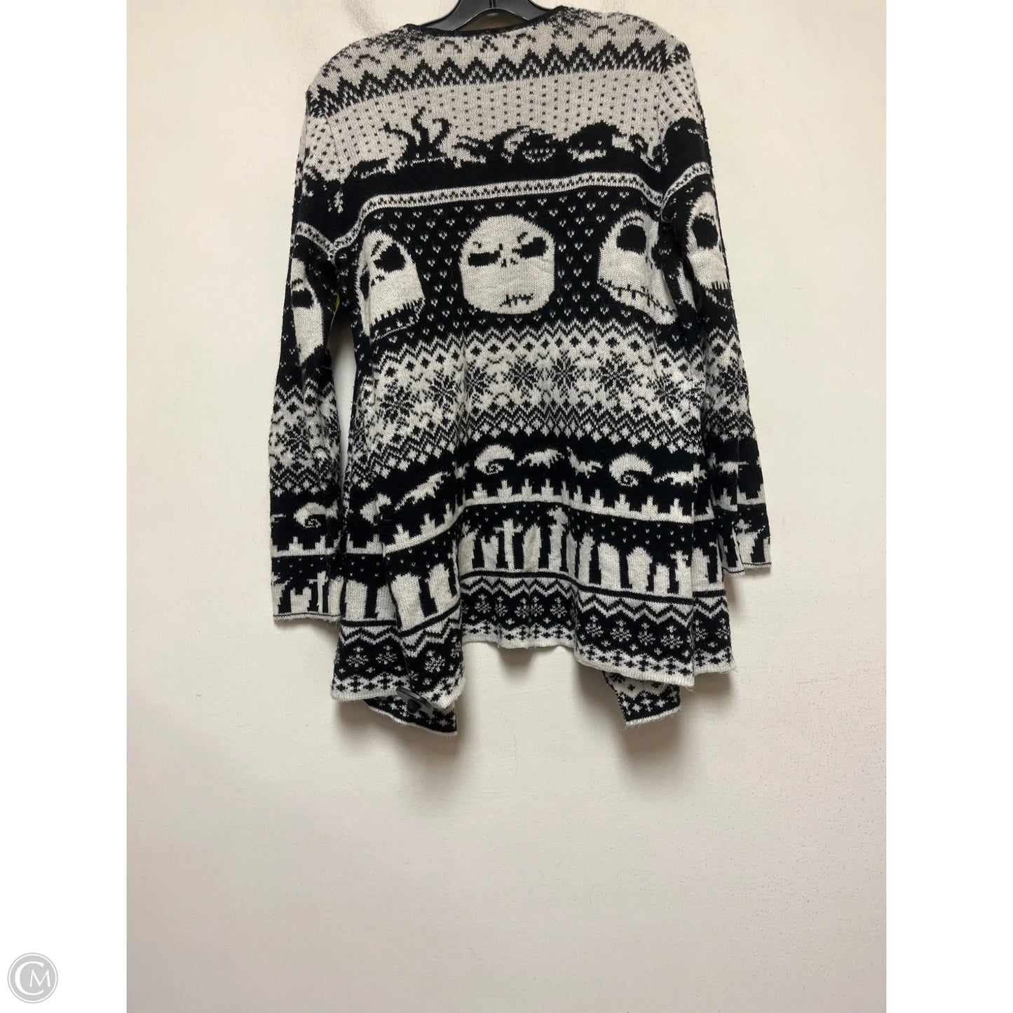 Sweater Cardigan By Disney In Black & White, Size: M
