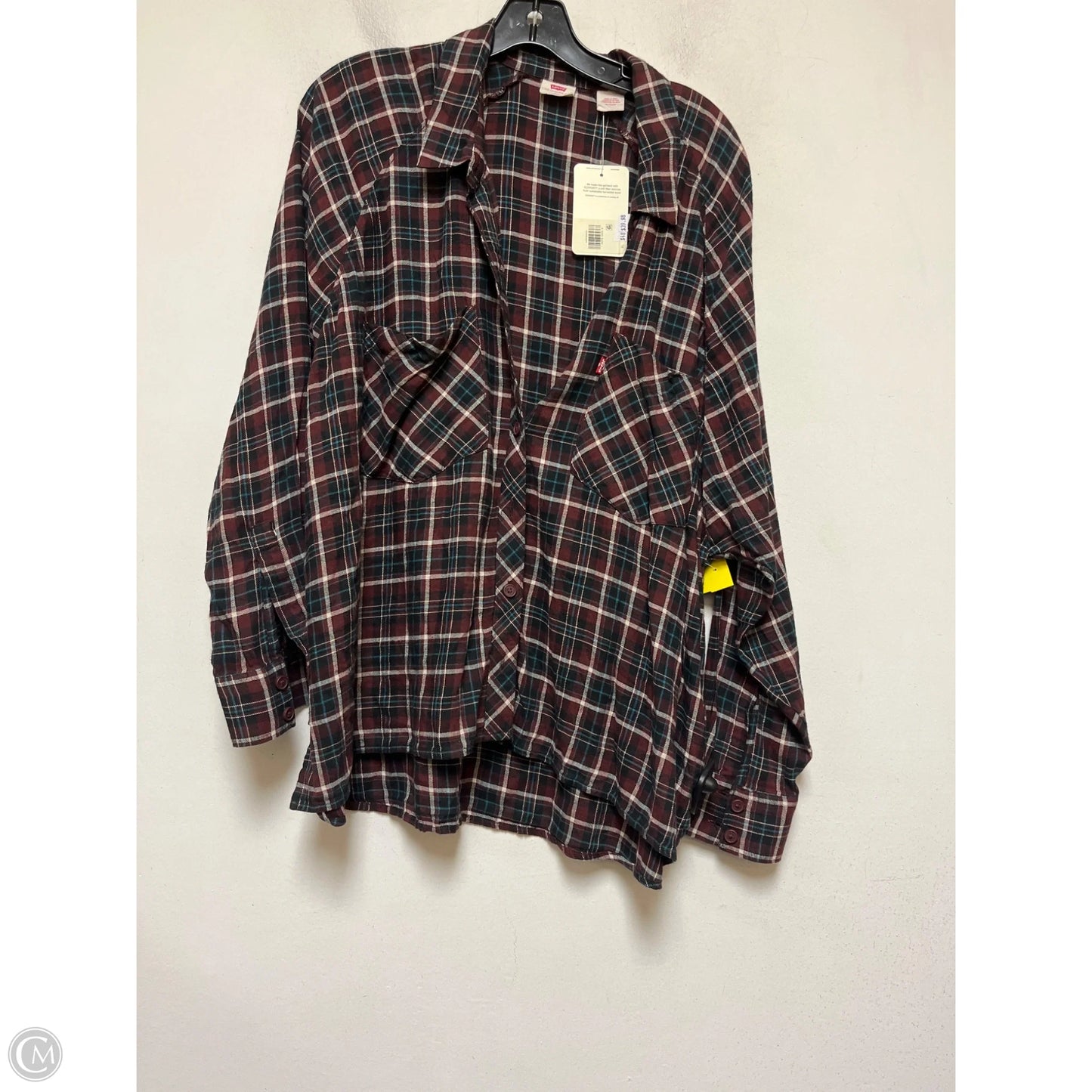 Top Long Sleeve By Levis In Plaid Pattern, Size: Xl