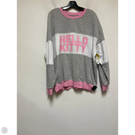 Sweatshirt Crewneck By Clothes Mentor In Grey & Pink, Size: Xxl