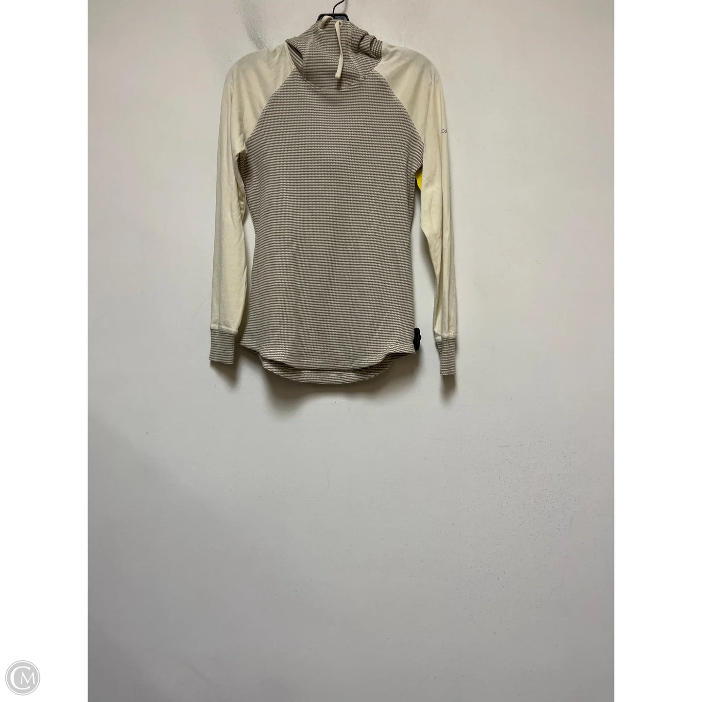 Athletic Top Long Sleeve Hoodie By Columbia In Cream & Tan, Size: M