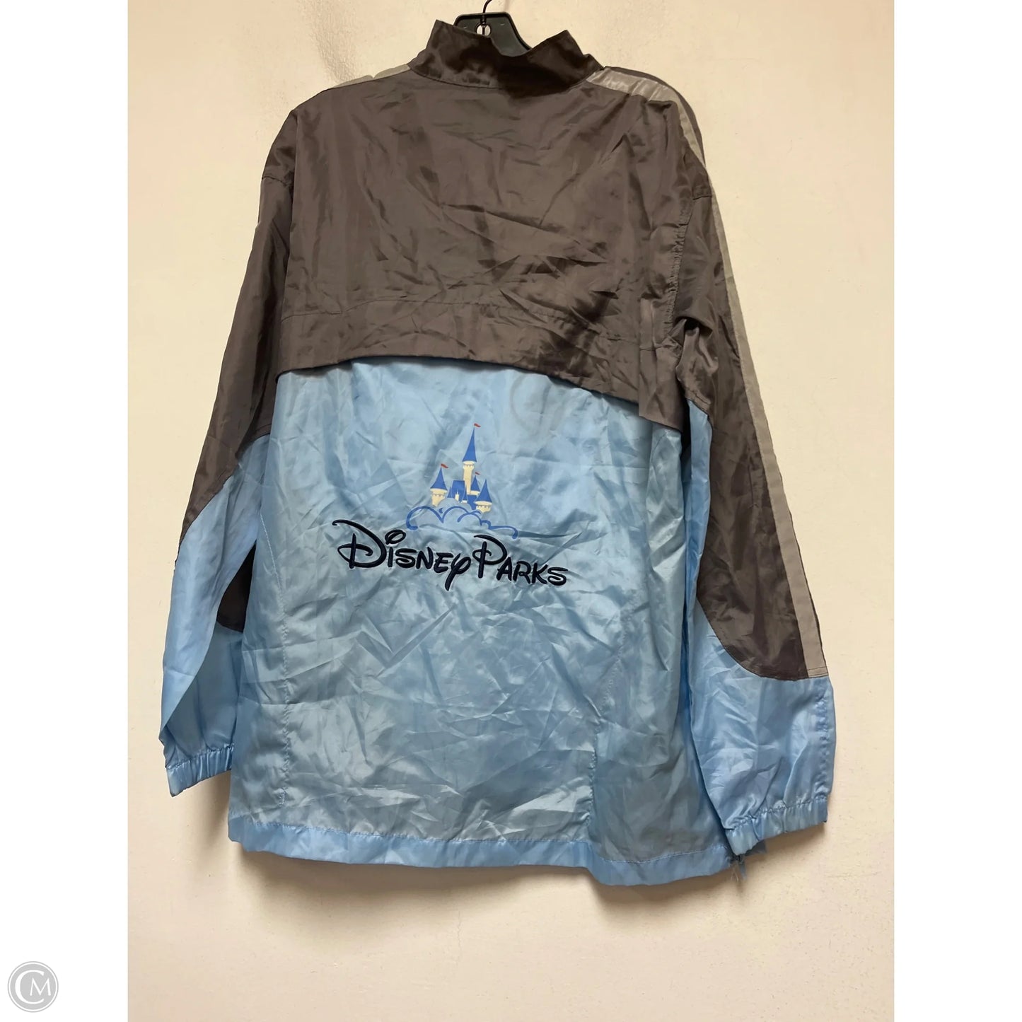 Jacket Windbreaker By Disney In Blue & Grey, Size: M