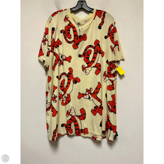 Top Short Sleeve Basic By Disney In Cream & Orange, Size: Xxl