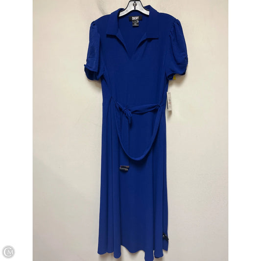 Dress Casual Midi By Dkny In Blue, Size: L