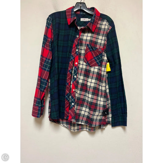 Top Long Sleeve By Vineyard Vines In Plaid Pattern, Size: L