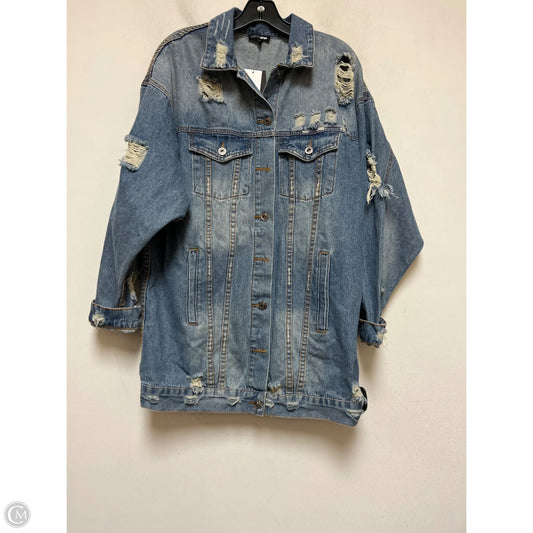 Jacket Denim By Fashion Nova In Blue Denim, Size: M