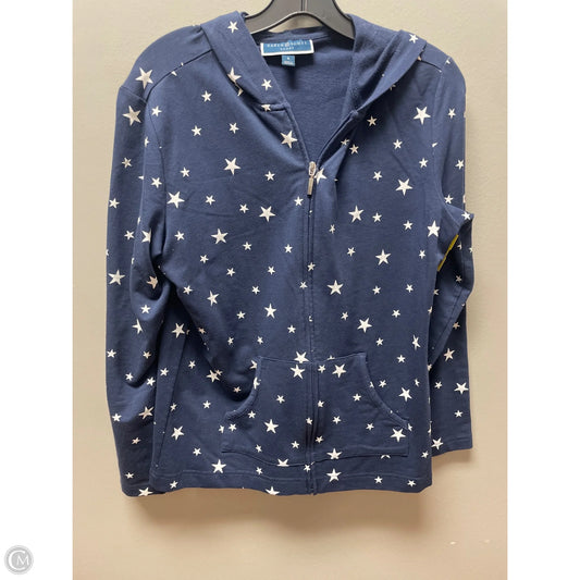 Sweatshirt Hoodie By Karen Scott In Blue & White, Size: S