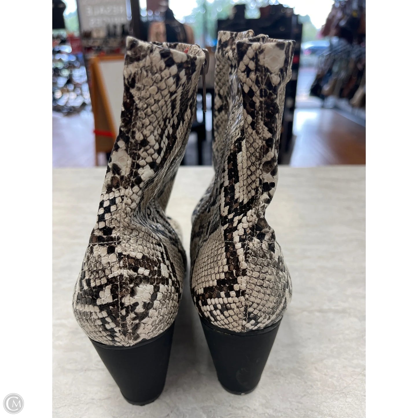 Boots Ankle Heels By French Connection In Snakeskin Print, Size: 8