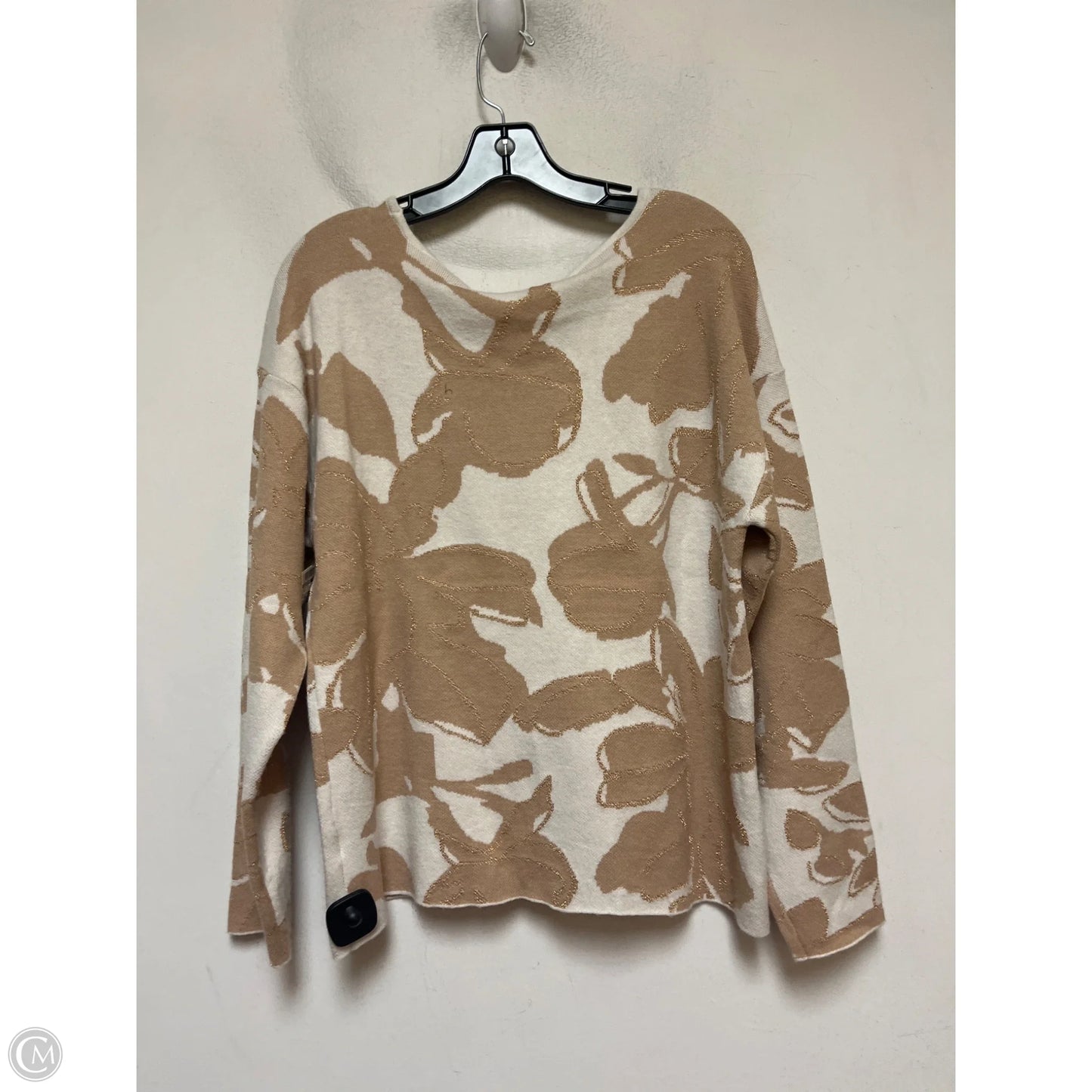 Sweater By Adrienne Vittadini In Tan & White, Size: Xl