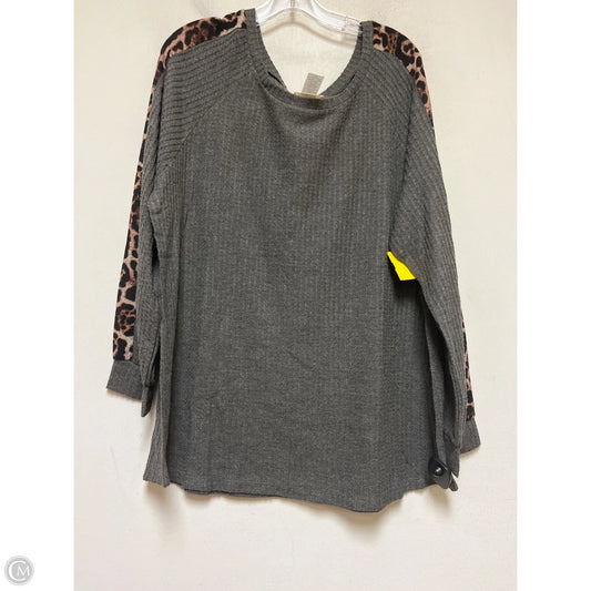 Top Long Sleeve By Brittany Black In Grey, Size: 3x