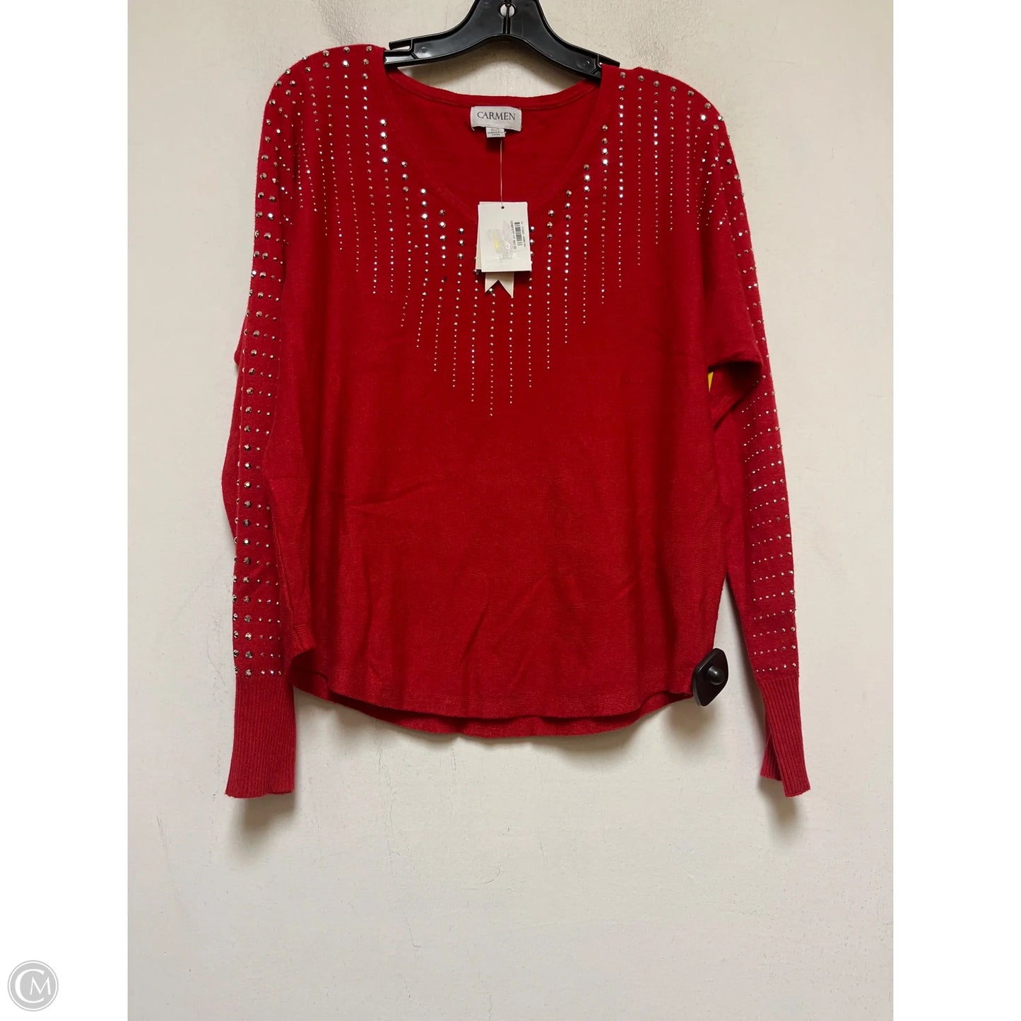 Top Long Sleeve By Carmen By Carmen Marc Valvo In Red, Size: M