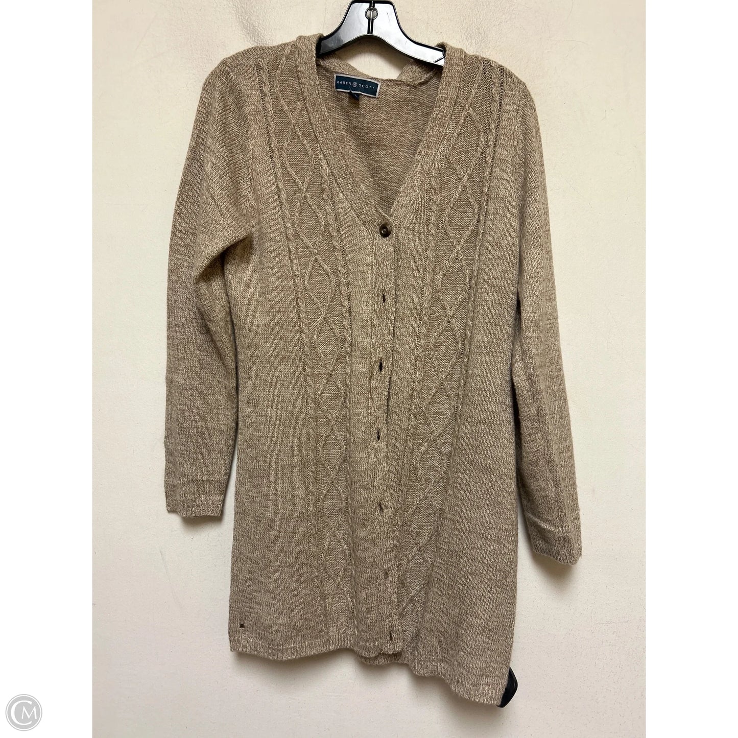 Sweater Cardigan By Karen Scott In Tan, Size: Xlp