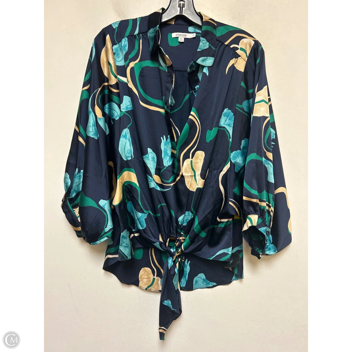 Top Short Sleeve By Chicos In Blue & Green, Size: S