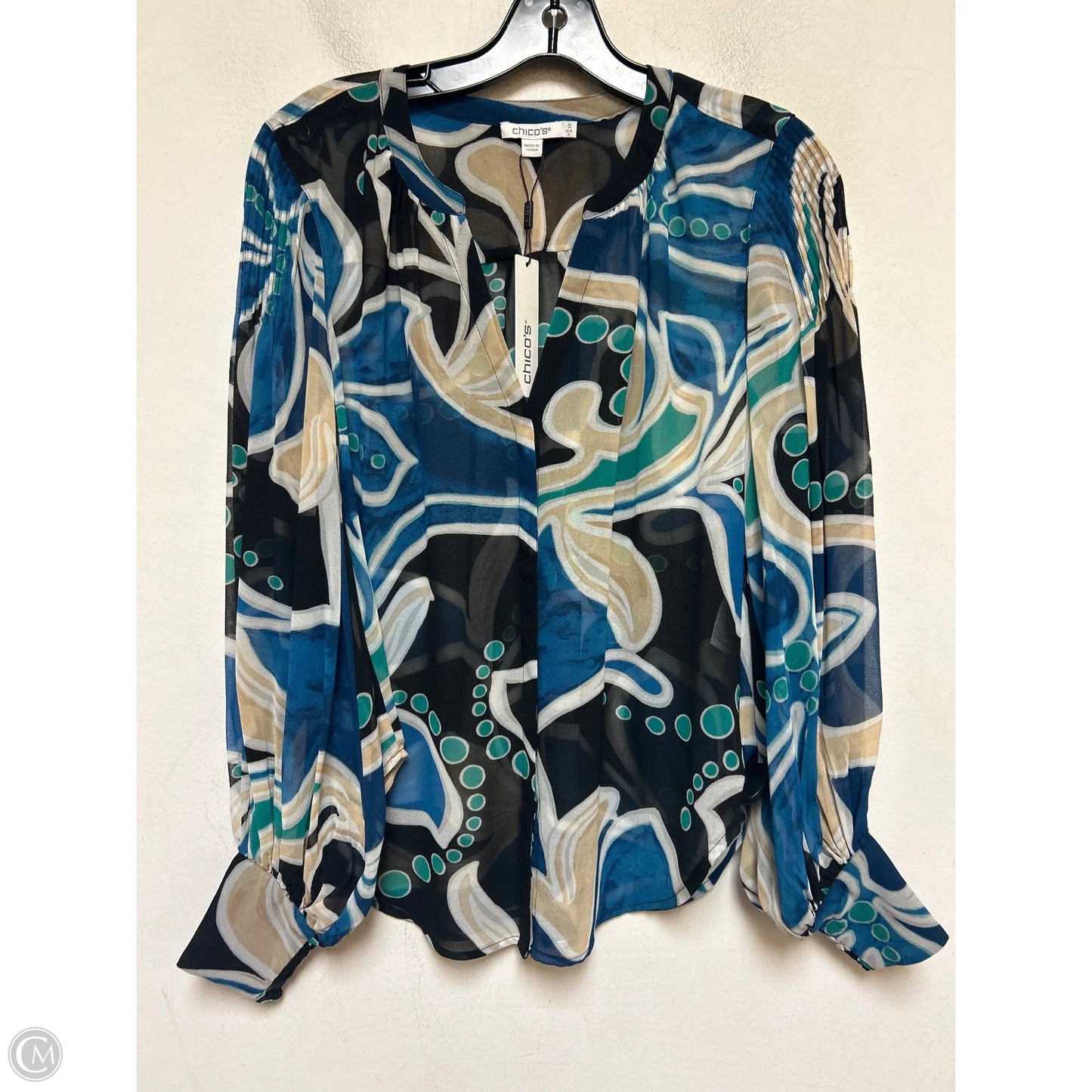 Top Long Sleeve By Chicos In Multi-colored, Size: S