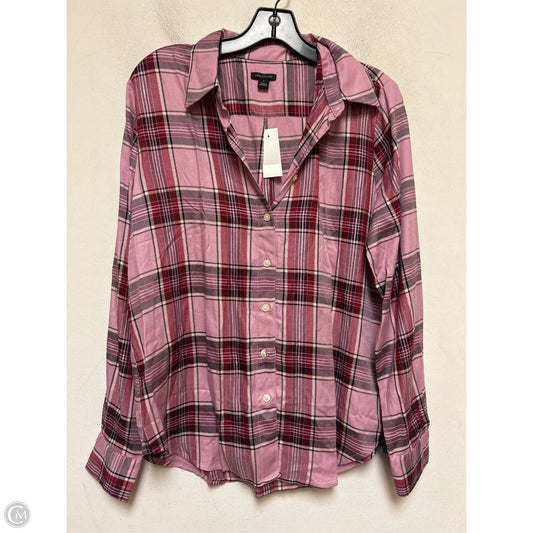 Top Long Sleeve By Ann Taylor In Plaid Pattern, Size: S