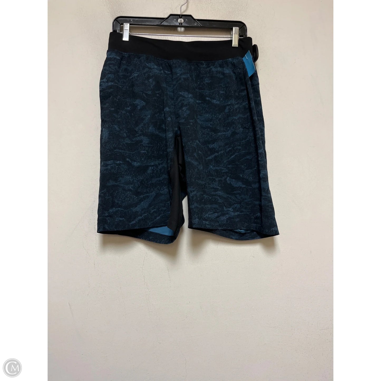 Athletic Shorts By Lululemon In Black & Blue, Size: M