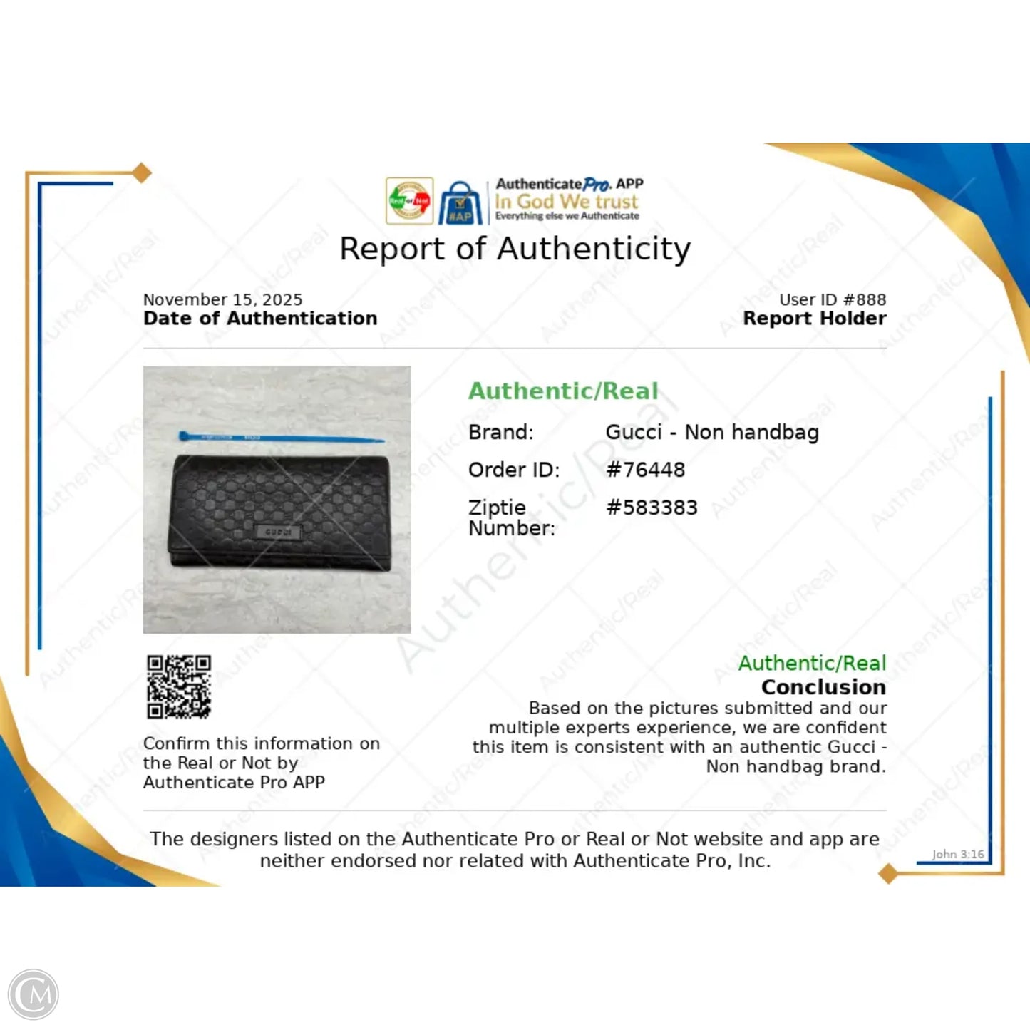 Wallet Luxury Designer By Gucci, Size: Large